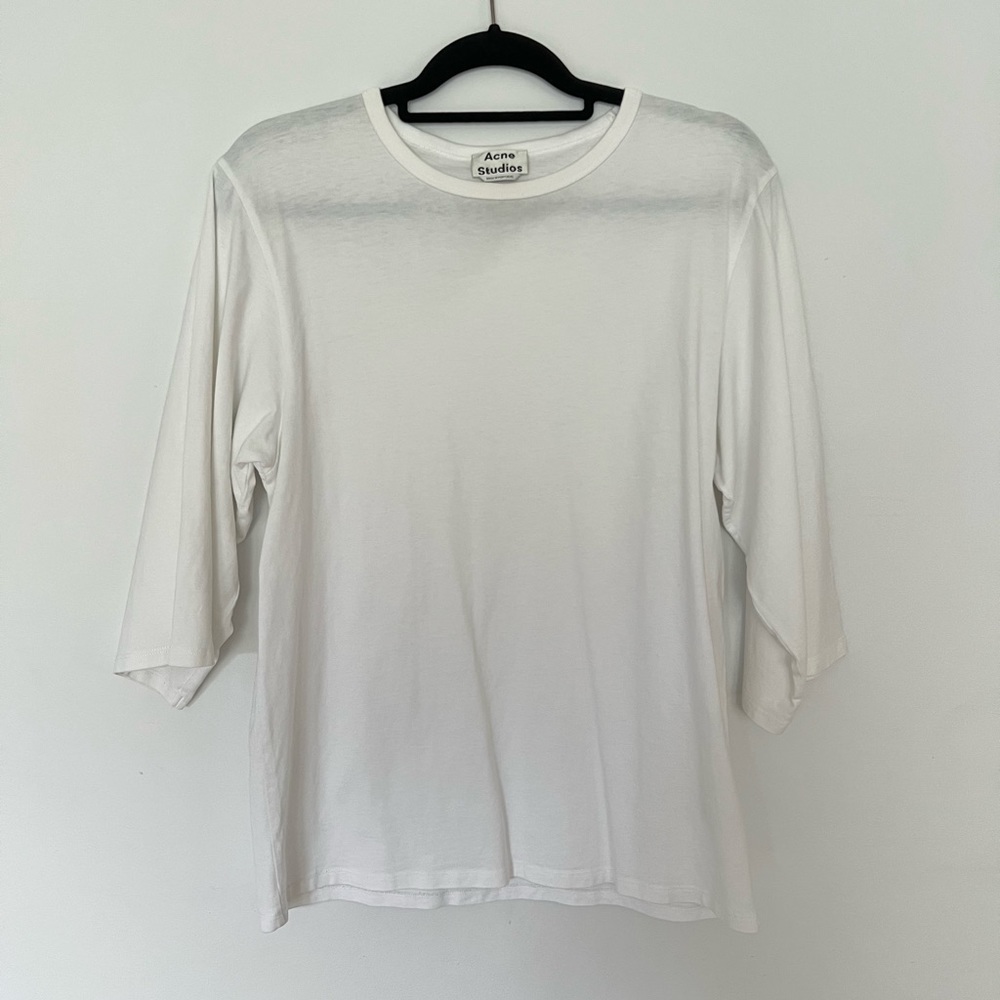 NEW Acne Studios Nebio White Quarter Sleeve T-Shirt